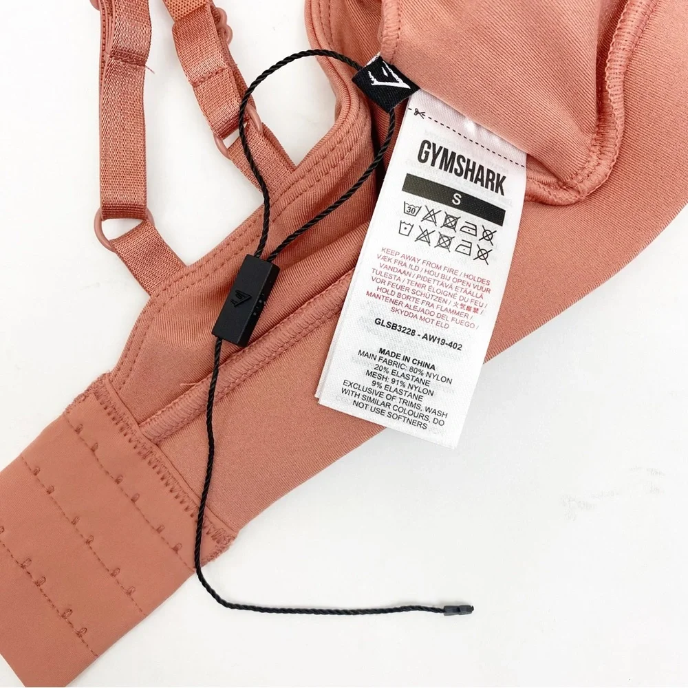 NEW Gymshark Laser Cut Strappy Sports Bra Deep Blush Pink Terracotta